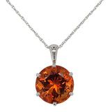 Platinum 6.43 Carat Round Irai Vibrant Orange Genuine Citrine Pendant (#J7385)