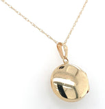 14k Yellow Gold Very Small Round Locket with Engraved Heart and Chain (#J6524)