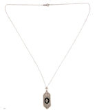 10k White Gold Filigree Genuine Natural Black Onyx Pendant Jewelry (#J5626)