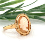 18k Yellow Gold Swedish Genuine Natural Shell Cameo Ring Jewelry (#J7514)
