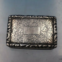 William Simposon WS English Sterling Silver Vinaigrette Box Hand Engraved #6609