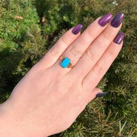 10k Gold Victorian Sleeping Beauty Genuine Natural Turquoise Ring 7.75 (#J6568)