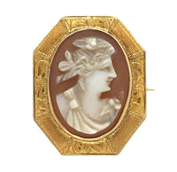 10k Yellow Gold Genuine Natural Shell Cameo Small Pendant Pin Jewelry (#J6892)