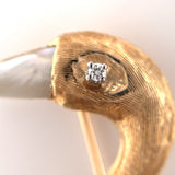 14k Yellow Gold Swan Brooch Pin with Freshwater River Pearls Jewelry (#J6236)