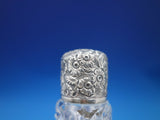 Silverplate and Glass Dresser Jar Repousse Flowers 4 1/2 #6634