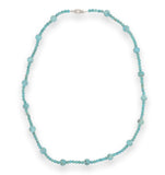 Kingman Genuine Turquoise 8mm and 4mm Bead Strand Necklace 14k Clasp (#J6761)
