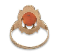 10k Yellow Gold Genuine Natural Coral Cameo Ring Size 6 Jewelry (#J7062)