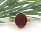 10k Rosey Yellow Gold Genuine Natural Carnelian Stone Warrior Cameo Ring #J7274
