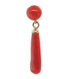 14k Gold Ox Blood Red Genuine Coral Briolette Earrings with 6mm Beads (#J7025)