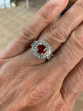 14k White Gold Jedi Red Genuine Natural Spinel and Diamond Ring (#J5260)