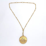 14k Yellow Gold Antique Locket on 18k Yellow Gold Handmade Chain (#J6278)