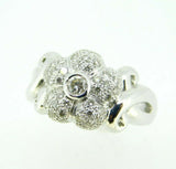 18k White Gold Genuine Natural Diamond Flower Ring 3/4ct (#J1778)