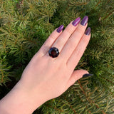 14k Yellow Gold Ring with a Huge 27 Carat Round Genuine Natural Garnet (#J6557)