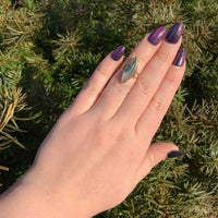 10k Yellow Gold Handwrought Genuine Natural Moss Agate Ring Size 5 (#J6580)