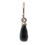 14k Gold 5.37 Carat TW Briolette Black Genuine Natural Spinel Earrings (#J7130)