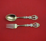 Christmas by A. Michelsen Sterling Silver Fork and Spoon Set 2pc 1911 Vermeil