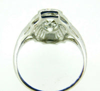 Art Deco 18k Gold .92ct Diamond Filigree Ring w/ Lab-Created Sapphires (#J5050)