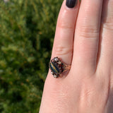Victorian 10k Rose Gold Tiger's Eye Quartz and Pearl Ring Size 6.25 (#J7078)