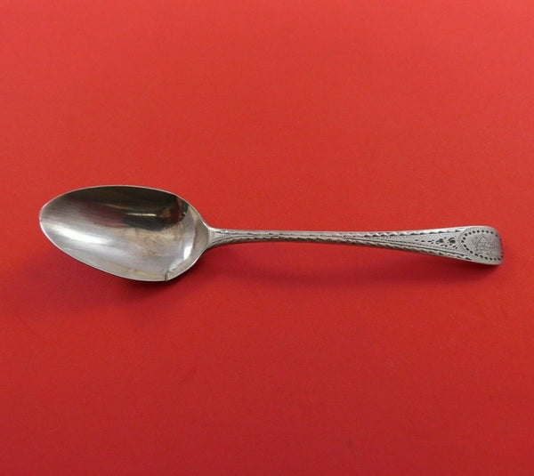 English Georgian Sterling Silver Coffee Spoon Engraved Handle 5 1/2"
