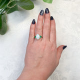 14k Yellow Gold 2.24 Carat Genuine Natural Australian Opal Emerald Ring (#7570)