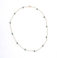 14k Yellow Gold Chain 16.5" with Twelve Jade Beads Jewelry (#J6224)