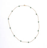 14k Yellow Gold Chain 16.5" with Twelve Jade Beads Jewelry (#J6224)