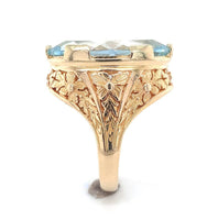 14k Yellow Gold GIA 11.95 Carat Fine Genuine Natural Aquamarine Ring (#J6508)