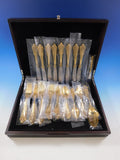 Grande Baroque Gold Wallace Sterling Silver Flatware Set Service 35 pcs Vermeil