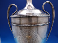Sterling Silver Samovar w/ Square Pedestal Base Beaded Border Ball Feet (#7392)