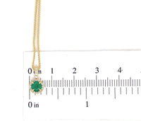18k Gold .40ct Fine Genuine Emerald and Diamond Pendant w/ 18k 18" Chain #J7001