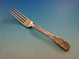Lap Over Edge Acid Etched by Tiffany Sterling Silver Regular Fork w/ Figs 7 1/4"