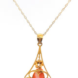 10k Yellow Gold Coral Cameo Lavaliere Pendant (#J5461)