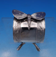 Koehler and Ritter CA Coin Silver Napkin Ring w/Twig Stand 3-D Moth Rare #7914