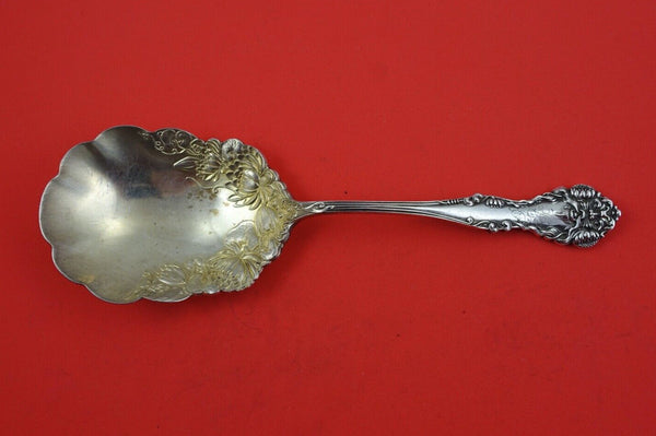 Cleone by International Sterling Silver Berry Spoon gold wash 9"