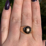 18k Yellow Gold Black Star Genuine Natural Sapphire Men's Ring Size 9 (#J6535)