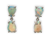 Platinum Pear Shape Genuine Natural Opal Drop Earrings with Lively Color #J6713
