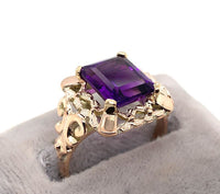12k Rose Gold 2.86ct Genuine Natural Amethyst Ring Jewelry Modernist (#J5848)