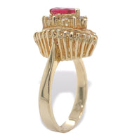 14k Yellow Gold Marquise Genuine Natural Ruby and Diamond Cocktail Ring (#J2748)