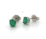 Platinum .63cttw Fine Genuine Natural Emerald Stud Earrings Jewelry (#J6316)