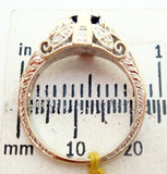 18k Gold Art Deco Style Genuine Natural Blue Sapphire and Diamond Ring (#J2699)