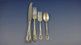 Rose Point by Wallace Sterling Silver Dinner Size Flatware Set Service 77 Pieces