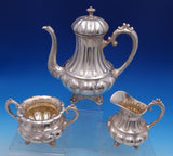 Norwegian .830 Silver Coffee Set 3pc Coffee Sugar Creamer #854 (#8065) Lovely!