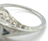 18k White Gold Filigree Deco .34ct Genuine Natural Aquamarine Ring 5 3/4 #J7559