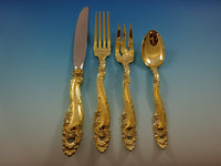 Decor by Gorham Sterling Silver Flatware Service 12 Set Vermeil Gold 48 Pieces