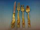 Decor by Gorham Sterling Silver Flatware Service 12 Set Vermeil Gold 48 Pieces