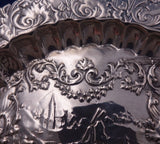 Dutch Sterling Silver Candy Dish w/ Harbor Scene Boats Windmill Ball Feet #6883