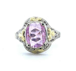 10k Gold Filigree Rose Cut Genuine Natural Pink Sapphire Ring (#J4975)