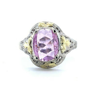 10k Gold Filigree Rose Cut Genuine Natural Pink Sapphire Ring (#J4975)