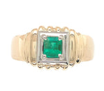 14k Yellow Gold Men's Ring with .46ct Genuine Natural Emerald Size 10.5 (#J6809)