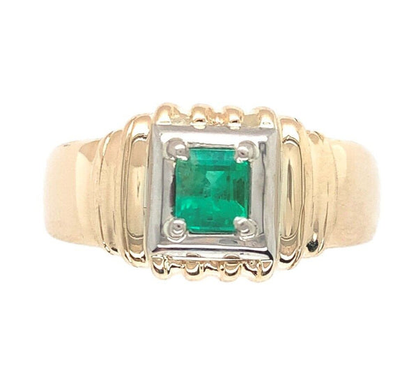 14k Yellow Gold Men's Ring with .46ct Genuine Natural Emerald Size 10.5 (#J6809)